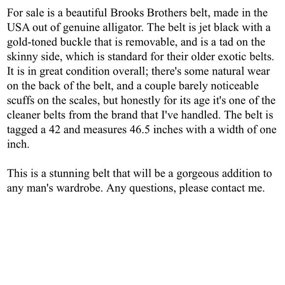 LUXURY Brooks Brothers Genuine Alligator Black Belt 42 Crocodile Exotic Made USA - Picture 2 of 12
